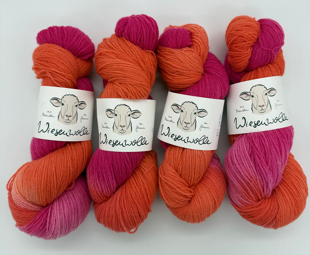 Wiesenwolle Sockengarn pink-orange